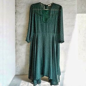 🗽Eva Mendes for New York & Company Green Polka Dot High Low Dress